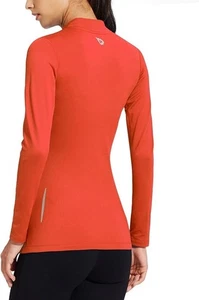 NWOT Women's BALEAF Fleece Thermal Running Long Sleeve Top Sz Small Coral Orange - Picture 1 of 8