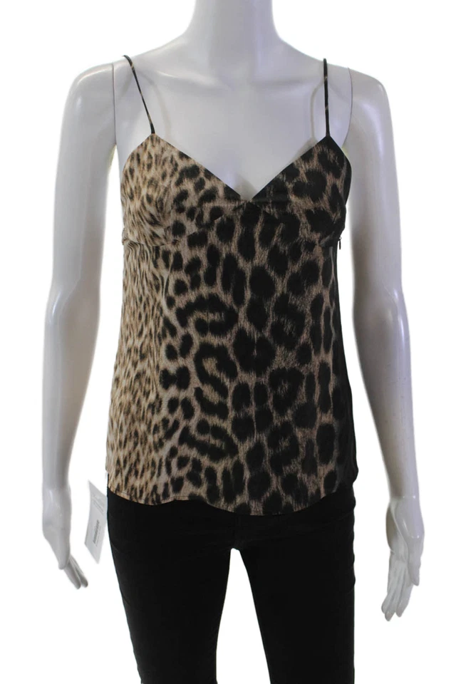 Blusa sin mangas pulóver con cuello en V estampado animal marrón talla 40 Just Cavalli para mujer Foto 1 de 4
