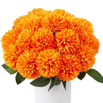 12 peças bola de flores de crisântemos artificiais laranja flores falsas mães seda fo... - Imagem 1 de 4