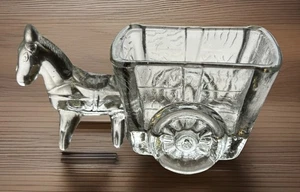 Piatto caramelle vintage asino e carrello vetro pressato 4,5 " X 2" - Foto 1 di 10