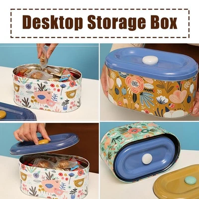 Desktop Storage Box Metal Large Capacity Sealed Storage Containers Lid.,;'/ A0D8 - Image 1 of 4