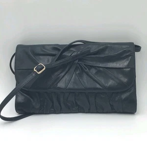 Borsa donna in pelle vintage 1980 blu elegante da sera - Foto 1 di 9