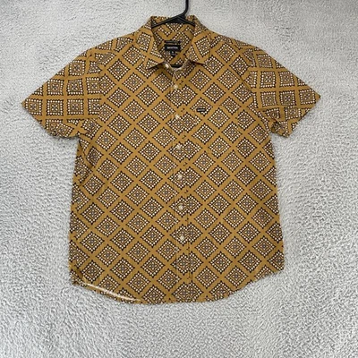 Camisa Brixton Para Hombre Pequeña Amarilla Geométrica Charter Abotonada Manga Corta Marrón Foto 1 de 4