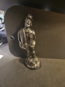 Vintage Coal Miner 10.5" Figurine Handcrafted  Made Of Coal & Resin ... - Picture 1 of 24