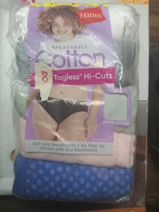 Offen 8 Stück 8/XL Hanes Damen Höschen atmungsaktiv Baumwolle ohne Etikett hochgeschnitten Unterwäsche - Bild 1 von 8