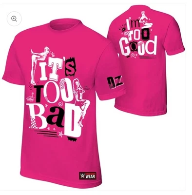 Camiseta WWE Dolph Ziggler/Nic Nemeth "It's Too Bad" 2XL Rosa Nueva Rara Foto 1 de 3