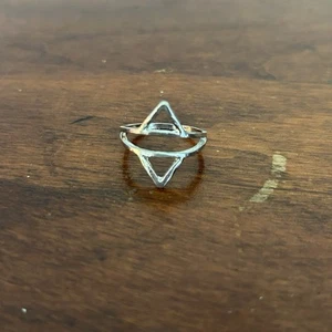 Silber Vintage Modernist Doppel Dreieck Ring Größe 8,5 Fantasy - Bild 1 von 3