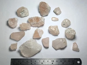 260 gm Stunning Peach- Pink Morganite Rough Crystals Lot Natural  From Skardu. - Picture 1 of 12