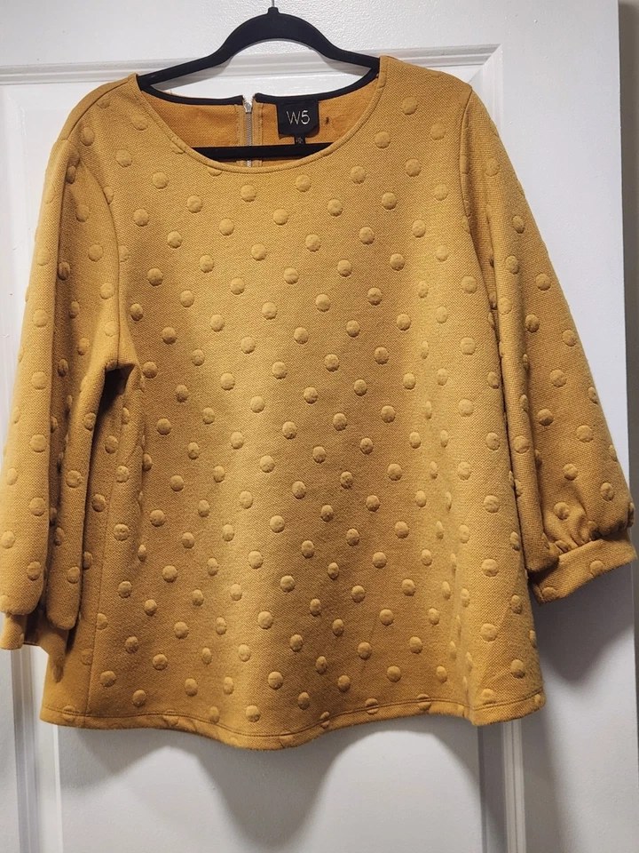 Suéter para mujer Anthropologie W5 mostaza lunares texturizados talla XL Foto 1 de 3