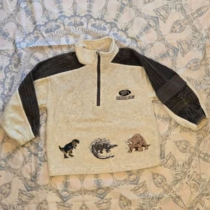 Embroidered Dinosaurs Y2K Kids Headquarters Fleece Corduroy Half Zip Pullover 4 - Picture 1 of 11