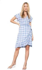 RAILS Brigitte dress periwinkle check blue white gingham wrap dress size Xs - Picture 1 of 6