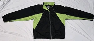 Vintage Mens ASICS HTF Performance Black Green Windbreaker Jacket Size Medium - Picture 1 of 24