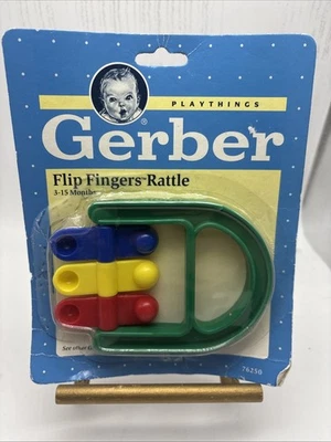 Винтажные детские игрушки Gerber погремушка с откидными пальцами 1991 76250 ретро - Изображение 1 из 4