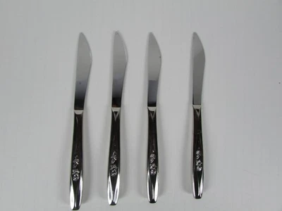 Conjunto de 4 facas de jantar International Silver Rosebud Rogers talheres 8 1/4" - Imagem 1 de 3