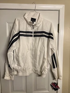 NEW Vintage XL Holloway Jacket Nylon Full Zip White Blue 90’s - Picture 1 of 14