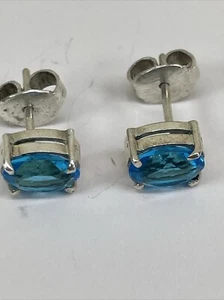 Ohrstecker Silber blauer Stein Damen Schmuck Accessoires " - Bild 1 von 5