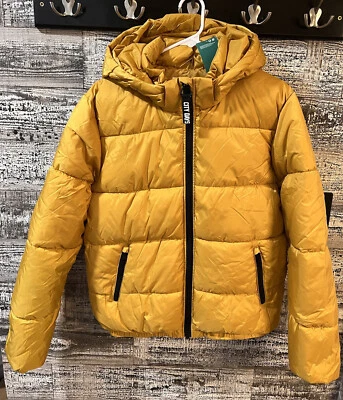 H&M Niñas Puffer Chaqueta Con Capucha, 14Y+, Amarillo Oscuro, Cremallera EE. UU. 20 Foto 1 de 4