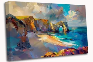 Durdle Door Dorset Contemporary Abstract Modern Canvas Print Wall Art - Picture 1 of 6
