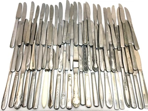 Dinner Knives Random Patterns Silverplate Solid Handle 9.5 lbs 68 Pieces Vintage - Picture 1 of 5