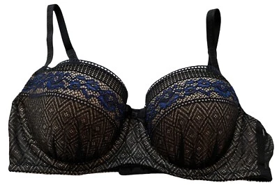 Sutiã b. tempt'd By Wacoal 32B cinza inspirado em b. com aro preto renda - Imagem 1 de 4