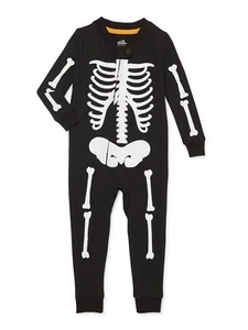 Celebrate Infant 18 Months Glow In The Dark Halloween Skeleton 1 Piece Sleeper - Picture 1 of 4