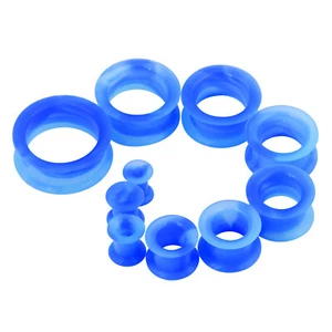 2PCS Hard Silicone Ear Skin Flexible Flesh Tunnels Hollow Ear Gauge Plug 2G-25mm - Picture 1 of 32