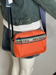 Nautica Womens Crossbody Bag Orange Logo Multicolor Shoulder Bag Pockets NWT - Picture 1 of 12