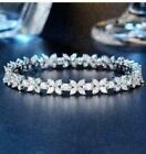 Cut Tennis Bracelet 7 Inches 925 Silver 14 Ct Cubic Zirconia Marquise And Round