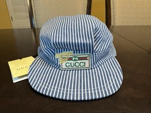 New Authentic Gucci GG Logo Striped Baseball Hat Size L - Picture 1 of 14