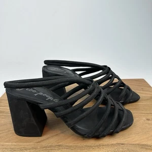 New NWOB Free People Colette Cinched Black Leather Block Heels Sandals Size 9 M - Picture 1 of 8