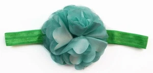 Baby Thin Headband Girl Newborn Toddler Hair Christening Party Flower Turquoise - Picture 1 of 2
