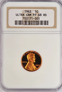 1963 Lincoln Cent Proof NGC PF 68 RD ULTRA CAMEO PR68RD DCAM Old Holder Coin 1C - Picture 1 of 2