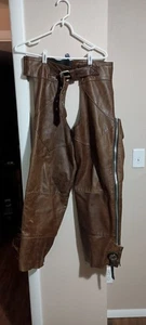 Vintage Harley Davidson Motorcycle Chaps Size Large Brown Leather 38" Length - Bild 1 von 23