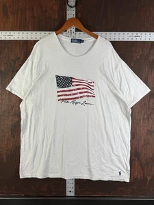 Polo Ralph Lauren T-Shirt patriotisch amerikanische Flagge klassische Passform weiß Herren 2XB - Bild 1 von 8