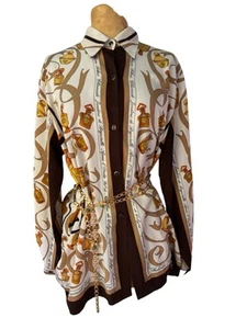 Guerlain Perfume Bottle Blouse 1990s Vintage 100% Silk Paolo Santini - Picture 1 of 7