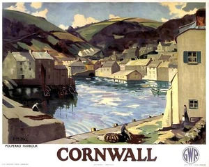 CornwalL GWR 1930 vintage British rail travel posters male wall poster - Picture 1 of 1