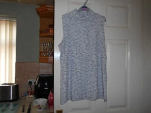 Q170: Lottie, sleeveless, grey marl, polyester blend top, size 16/18 roll neck - Picture 1 of 2
