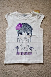 Crazy 8 Girls' White Short Sleeves T-Shirt - Size 4 - Picture 1 of 3