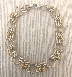 Neu Chainmaille 925 Sterlingsilber & Gold gefüllt verdreht Ring Gliederarmband 7" - Bild 1 von 3