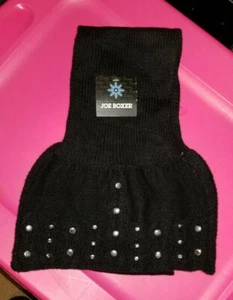 JOE BOXER BLACK EMBELISHED KNITTED LONG NECK SCARF WRAP AROUND OSFM - Picture 1 of 6