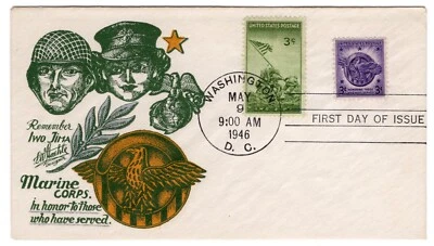 #940 Veterans WWII 1946 FDC - Staehle Combo Marine Corps #929 - Image 1 of 2