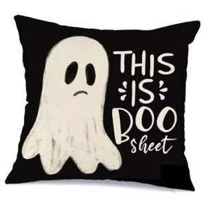 Halloween Pillow Cover 18X18 Inch Ghost Funny Halloween Polyester 18" x 18" - Picture 1 of 7