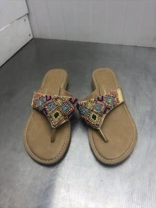 Coconuts Womens Mai Tai Multicolor Beaded Sandals 7 M Slip on Flats Boho - Picture 1 of 8