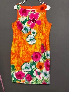 Jones New York Etuikleid Baumwollmischung Gr. 12 gefüttert bunt Blumen ärmellos - Bild 1 von 6
