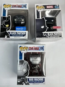 Funko Pop! Marvel Lot of 3 Black Panther #130 & #311, War Machine #128 - Picture 1 of 14