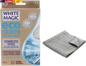 Microfibre Eco Cloth Stainless Steel Cleaning and Polishing, 2 Pack Bundle, Grey - Picture 1 of 7