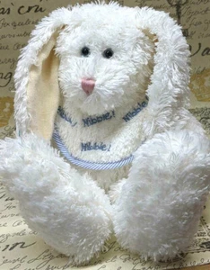 Neu mit Etikett Floppsie Boyd's Vintage süßer Onkel Bohnen Kuscheln Flusen Baby Hase mit Rassel 1990er - Bild 1 von 6