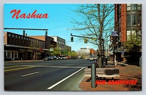 Nashua NH New Hampshire Main Street mirando hacia el norte de colección vista postal sin usar - Imagen 1 de 3