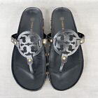 Tory Burch Shoes Womens 9 Miller Cloud Coin Studded Sandals Black Leather Thong