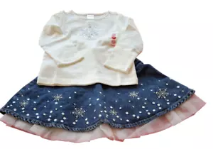 Gymboree Schnee Prinzessin Eisläufer Denim Rock Top Set Größe 3 - Bild 1 von 8